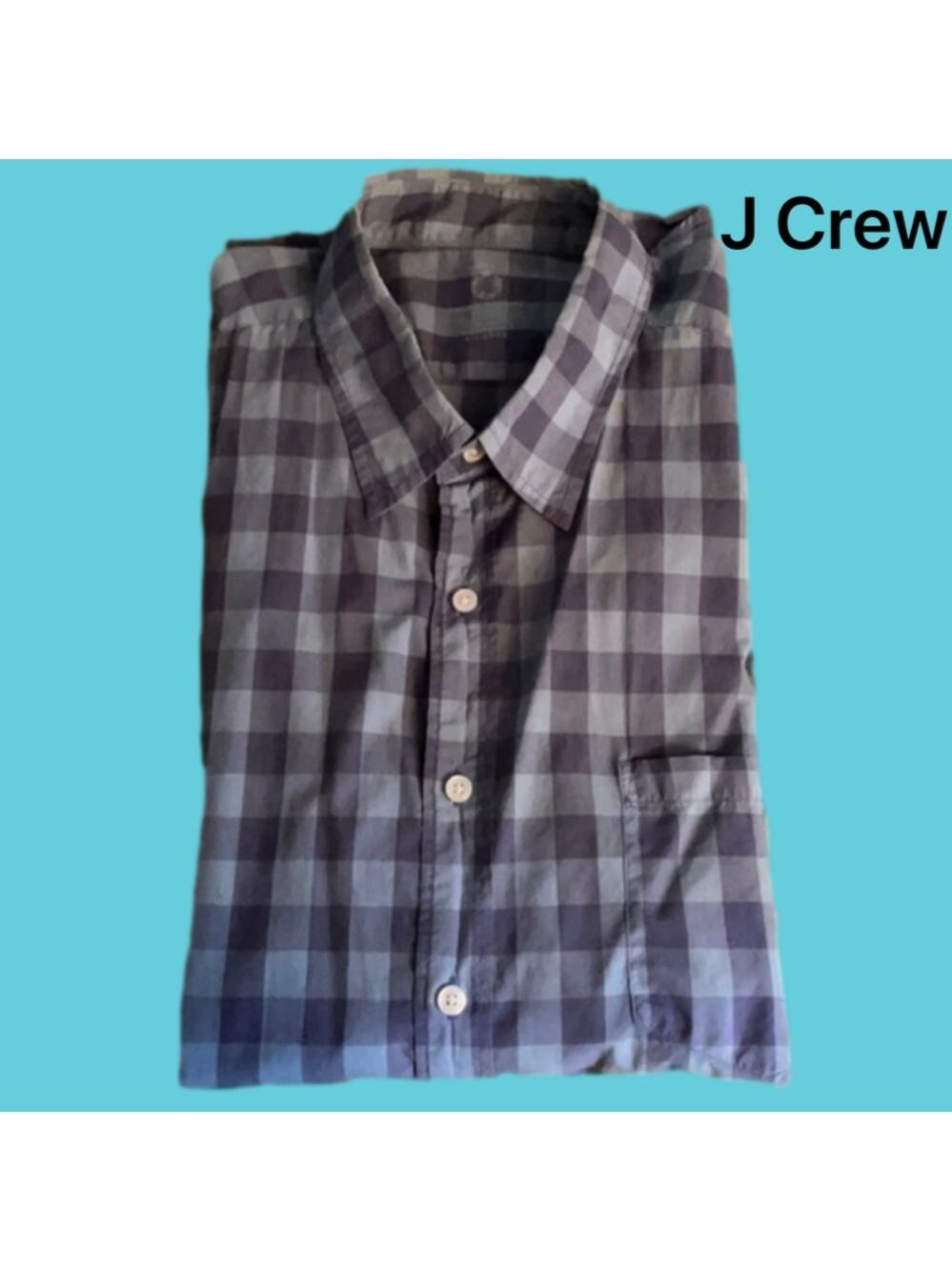 J crew Lightweight XL Shirt Blue on Blue Plaid EUC